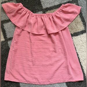 Pink Ruffled shoulder top
